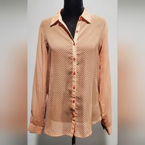 Anthropologie blouse. Shear lightweight geometric button-down top.